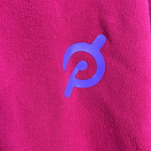 PELOTON Chic Graphic Spellout Athletic Hoodie Faded Washed Pink Kangaroo Pocket - Picture 4 of 16